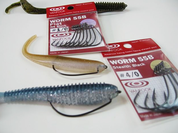 Carlige offset Vanfook Worm-55 Stealth Black Offset Hooks 3/0 [2]