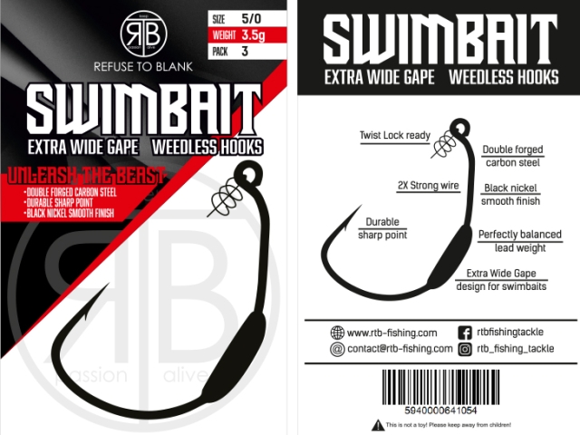 Carlige RTB EWG Swimbait Weighted Hooks 10/0 - 5.0g [1]