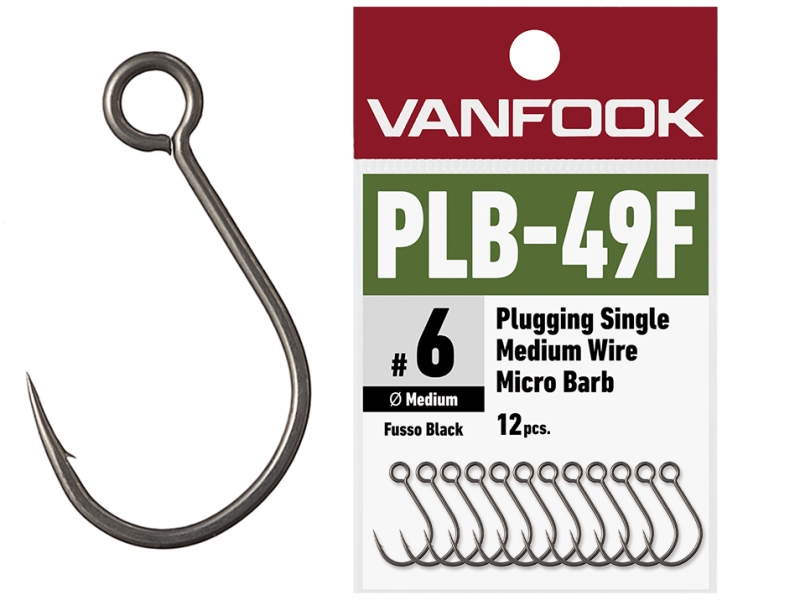 Ac de pescuit - Carlige Vanfook PLB-49F Plugging Single Medium Wire Micro Barb Hooks #6