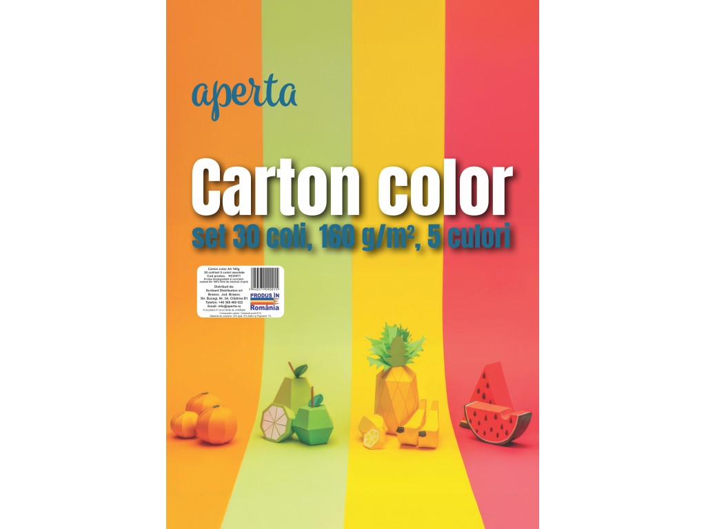 Carton color A4 Aperta - Set 30 coli, 160 g/mp, 5 culori intense [1]