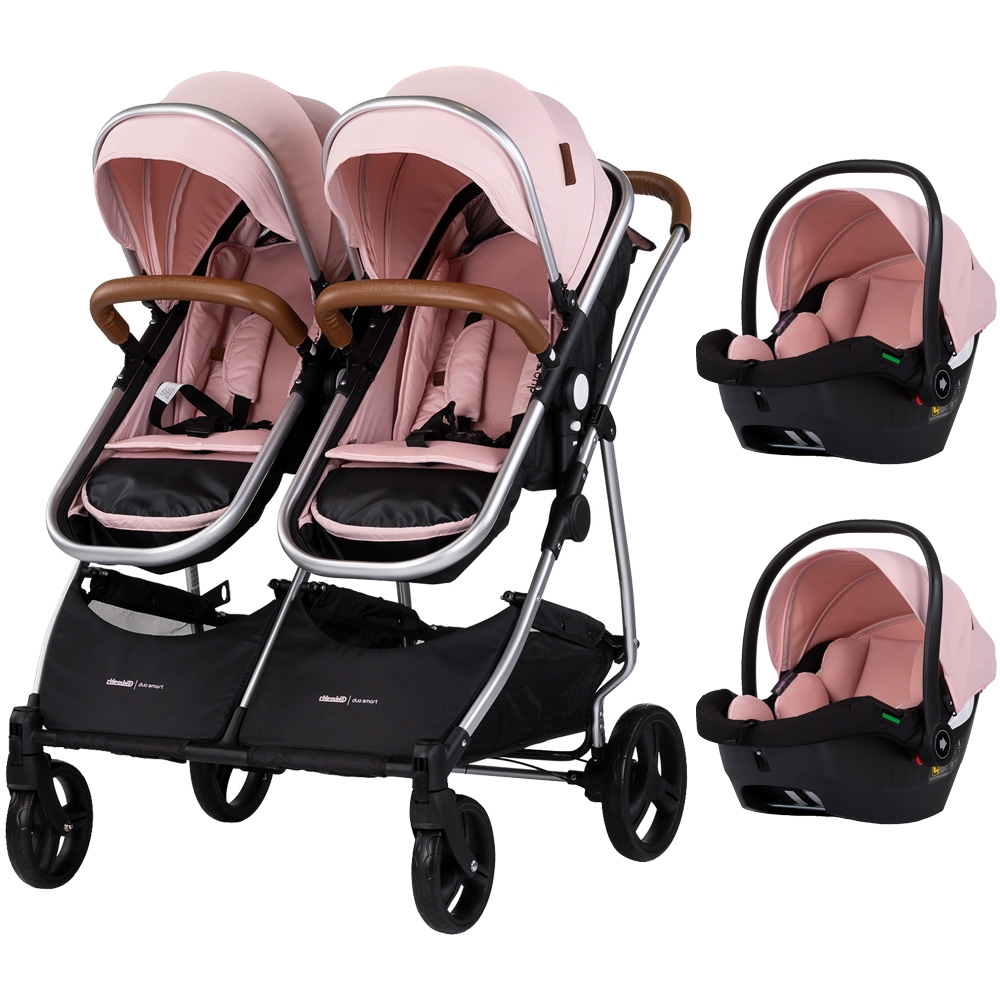 Carucior gemeni - Carucior gemeni Chipolino Duo Smart 3 in 1 pink marshmallow