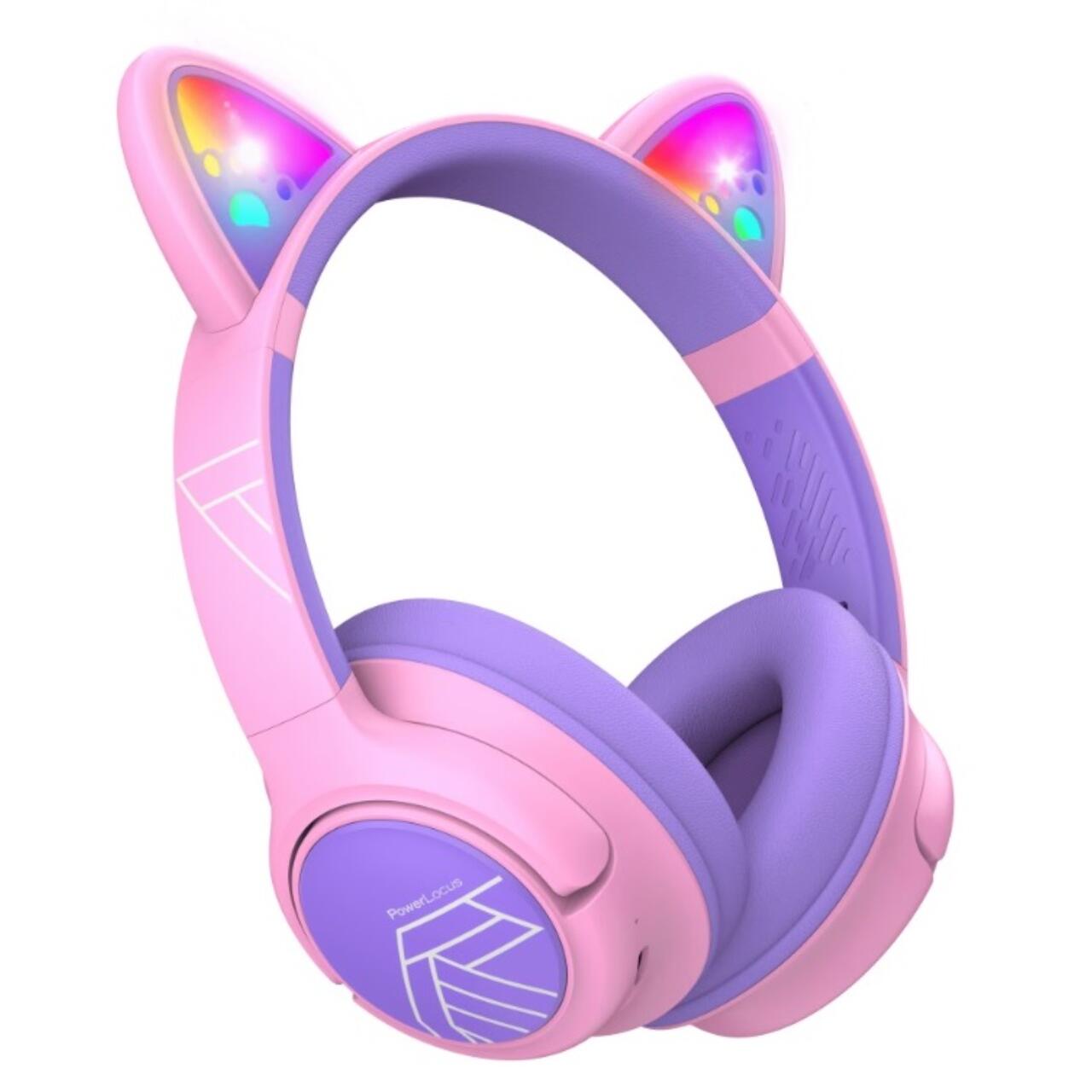 Produse copii IT - PowerLocus Casti pentru copii, Wireless, Bobo Cat Ears, Purple/Pink