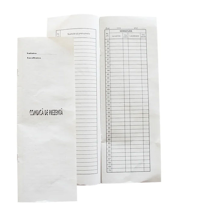 Registre și cuburi de hârtie - Condica prezenta a4/2 16 file