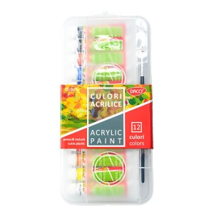 Art & Craft si Artizanat - Culori acril 12c cutie plastic daco cu313