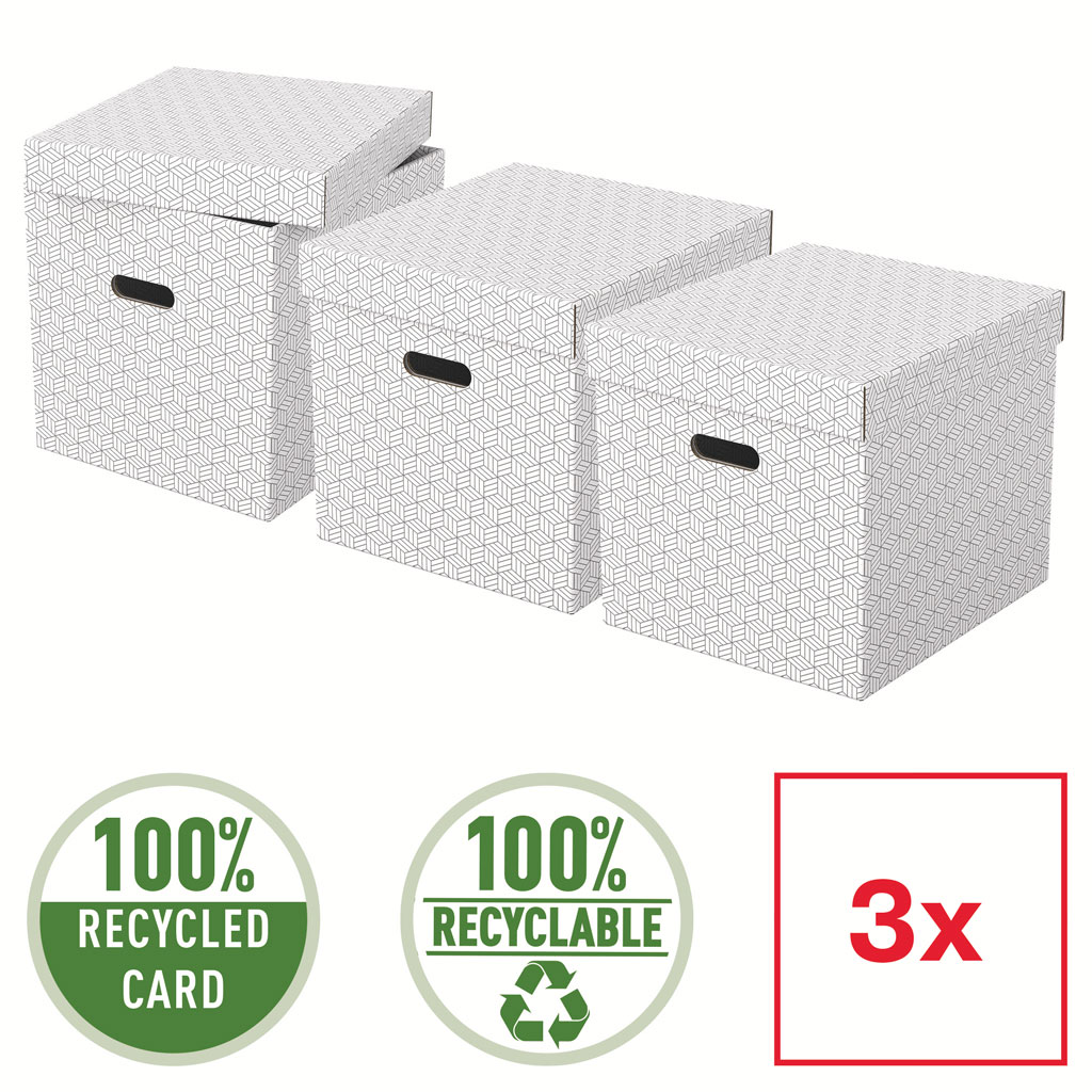 Cutie depozitare cu capac 36 x 32 x 31cm alba recycled fsc 3/set esselte [1]