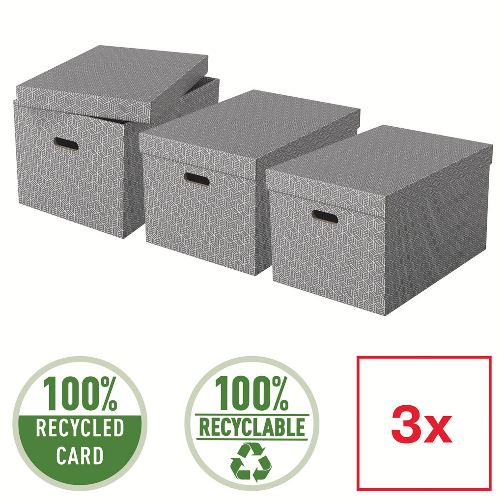 Cutie depozitare cu capac 51 x 35 x 30 cm gri recycled fsc 3/set esselte [1]