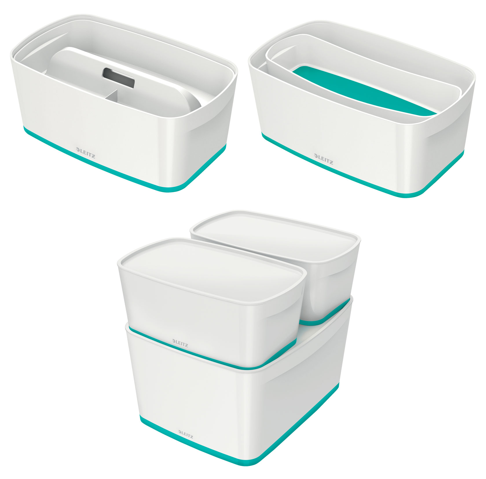 Cutie depozitare cu capac mica alb/gri mybox leitz [3]