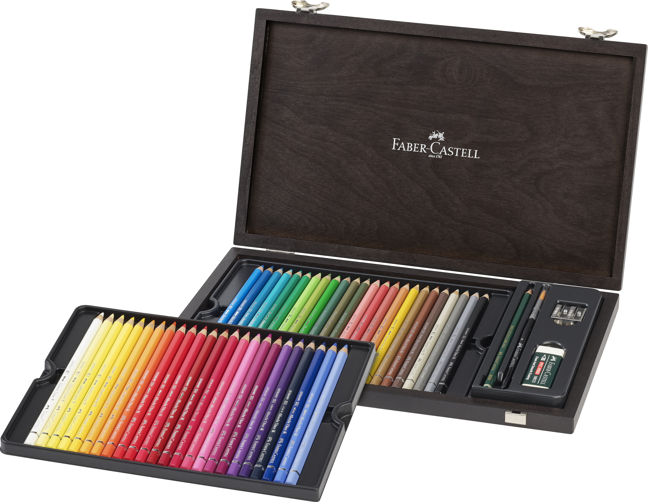 Figurine de pictat, Ipsos, Lemn, Polistiren - Cutie lemn 48 bucati creioane acuarela albrecht durer faber-castell