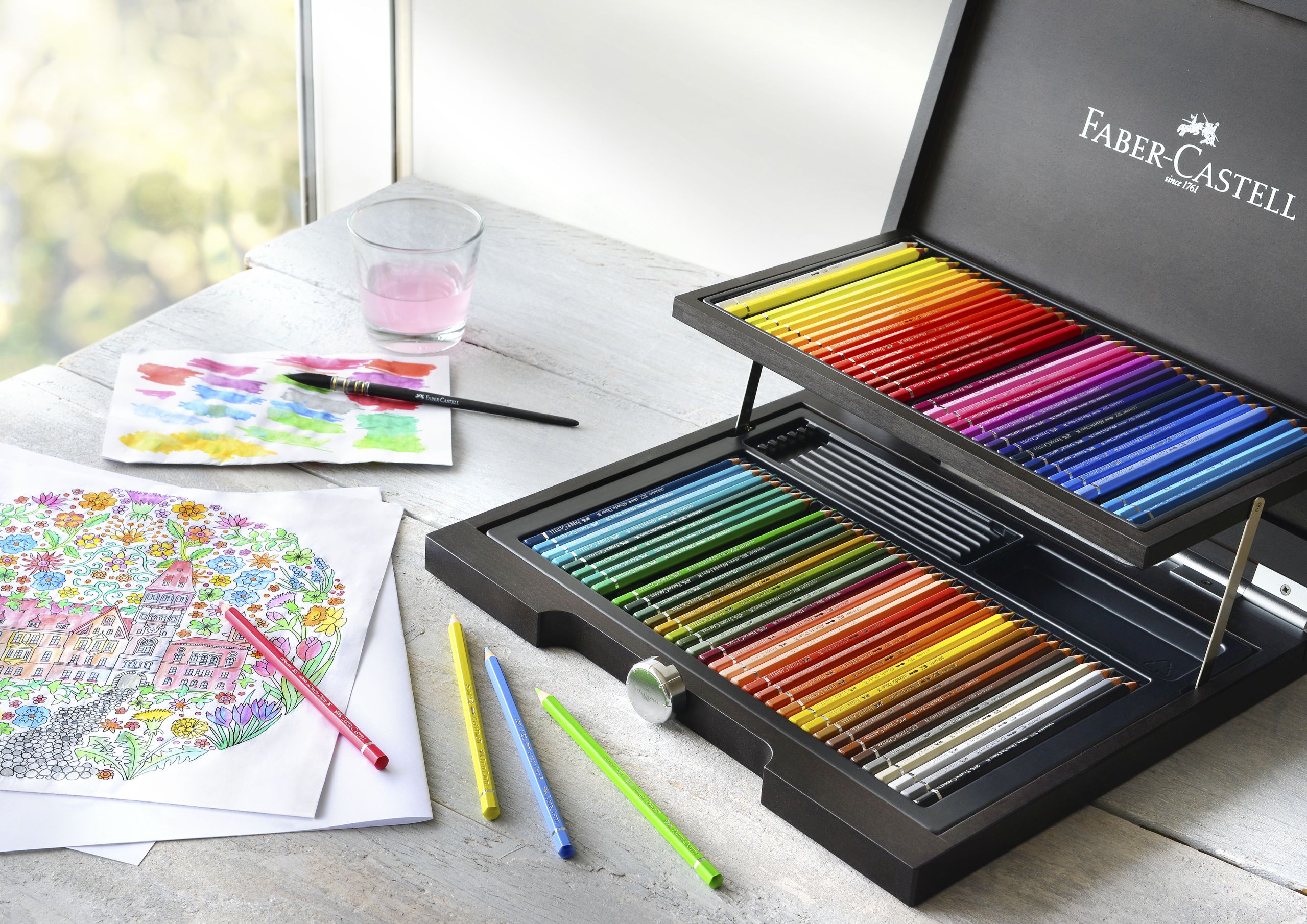 Cutie lemn 72 bucati creioane acuarela albrecht durer faber-castell [3]