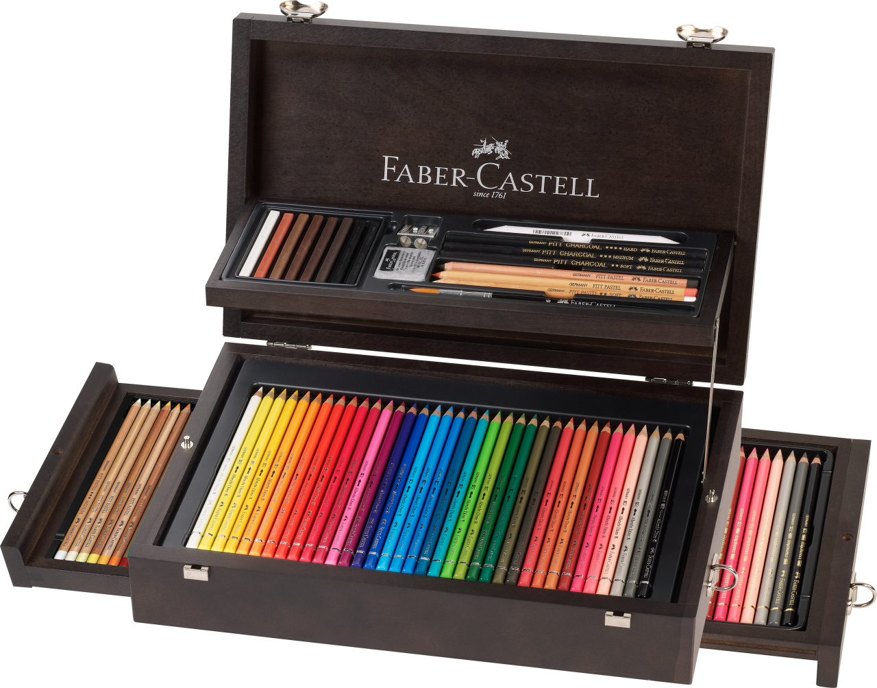 Figurine de pictat, Ipsos, Lemn, Polistiren - Cutie lemn colectie arta si grafica faber-castell