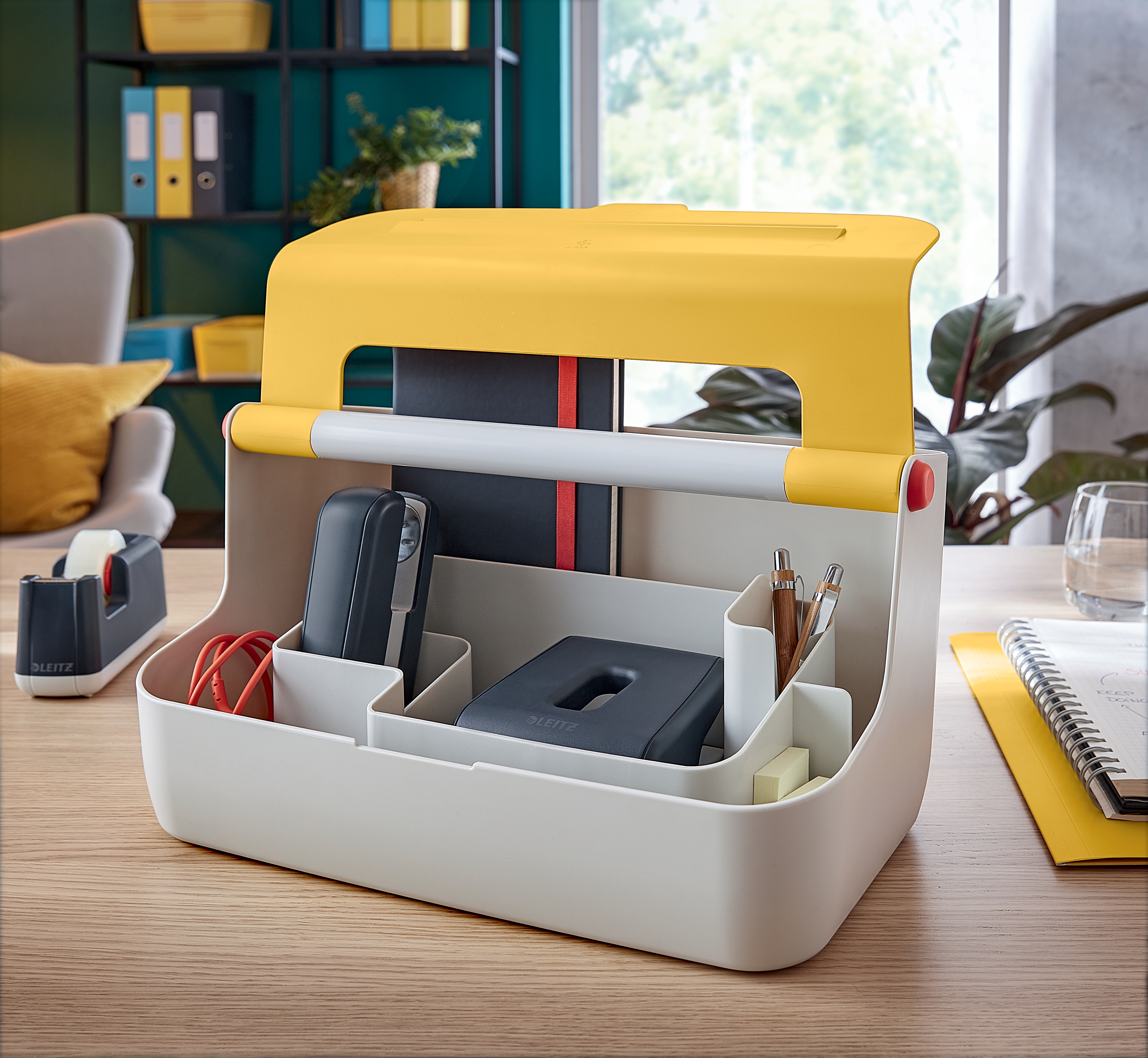 Cutie portabila cu organizator 36 x 19 x21 cm galben chihlimbar cosy leitz [1]