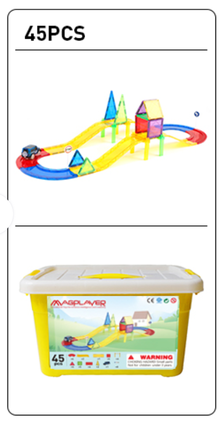 Set de constructie magnetic 3D - Circuit masinute (45 piese) [3]