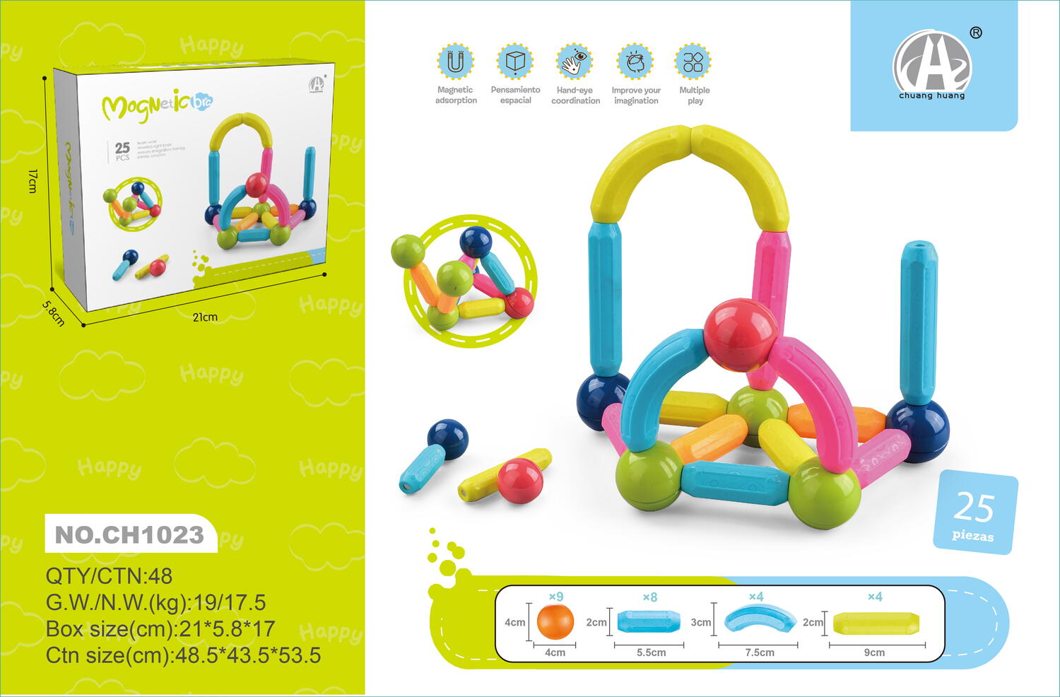 Set de constructie magnetic - Forme 3D (25 piese) [3]