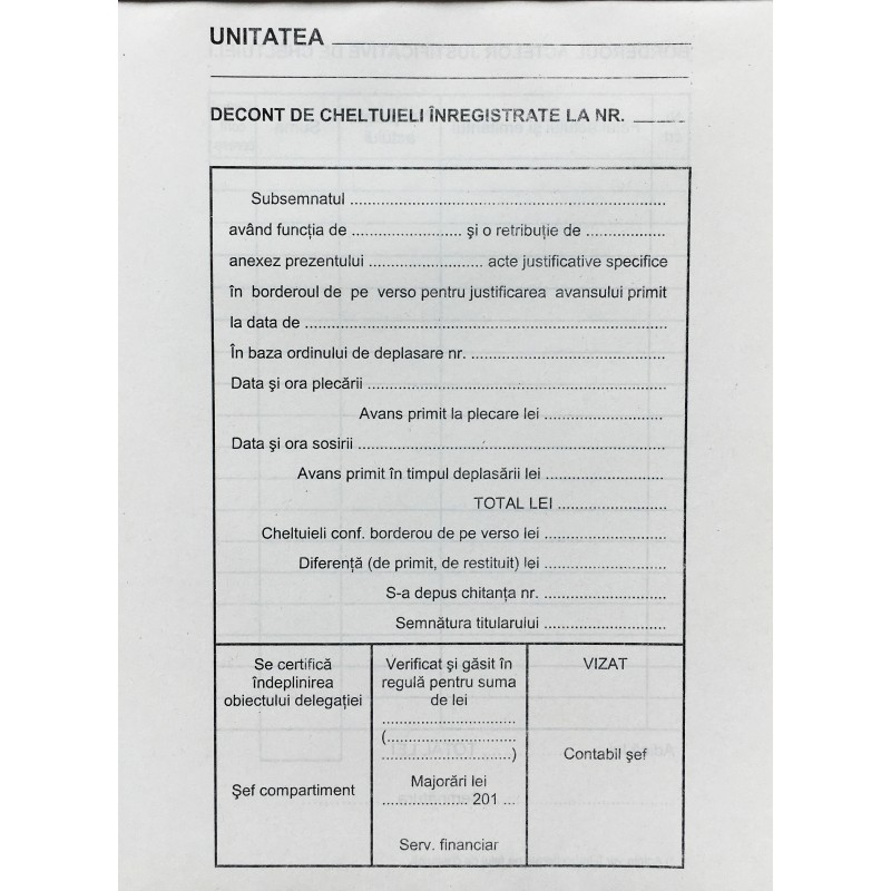 Registre și cuburi de hârtie - Decont de cheltuieli inregistrate a5