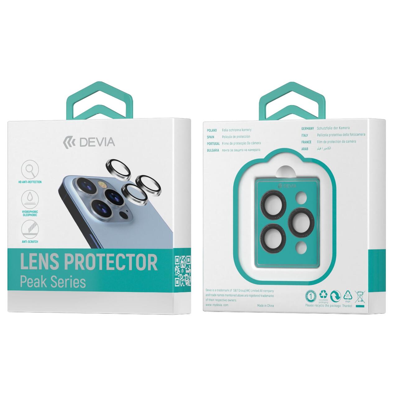 Devia Folie Sticla Camera Peak Series Diamond iPhone 15 Pro / 15 Pro Max pachet de 3 buc Argintiu [0]