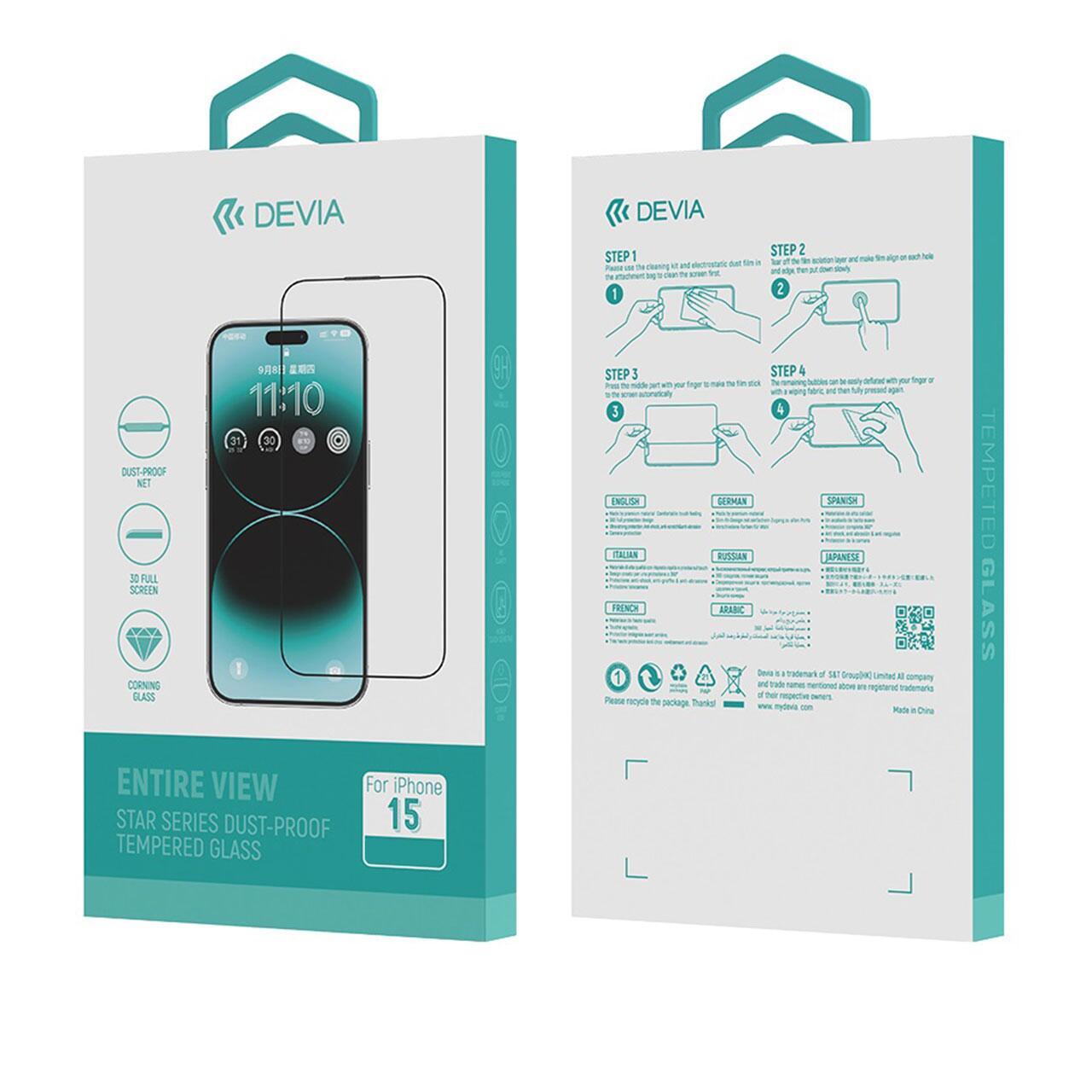 Devia Folie Sticla Star Series Full Screen Entire View iPhone 15 Negru [0]