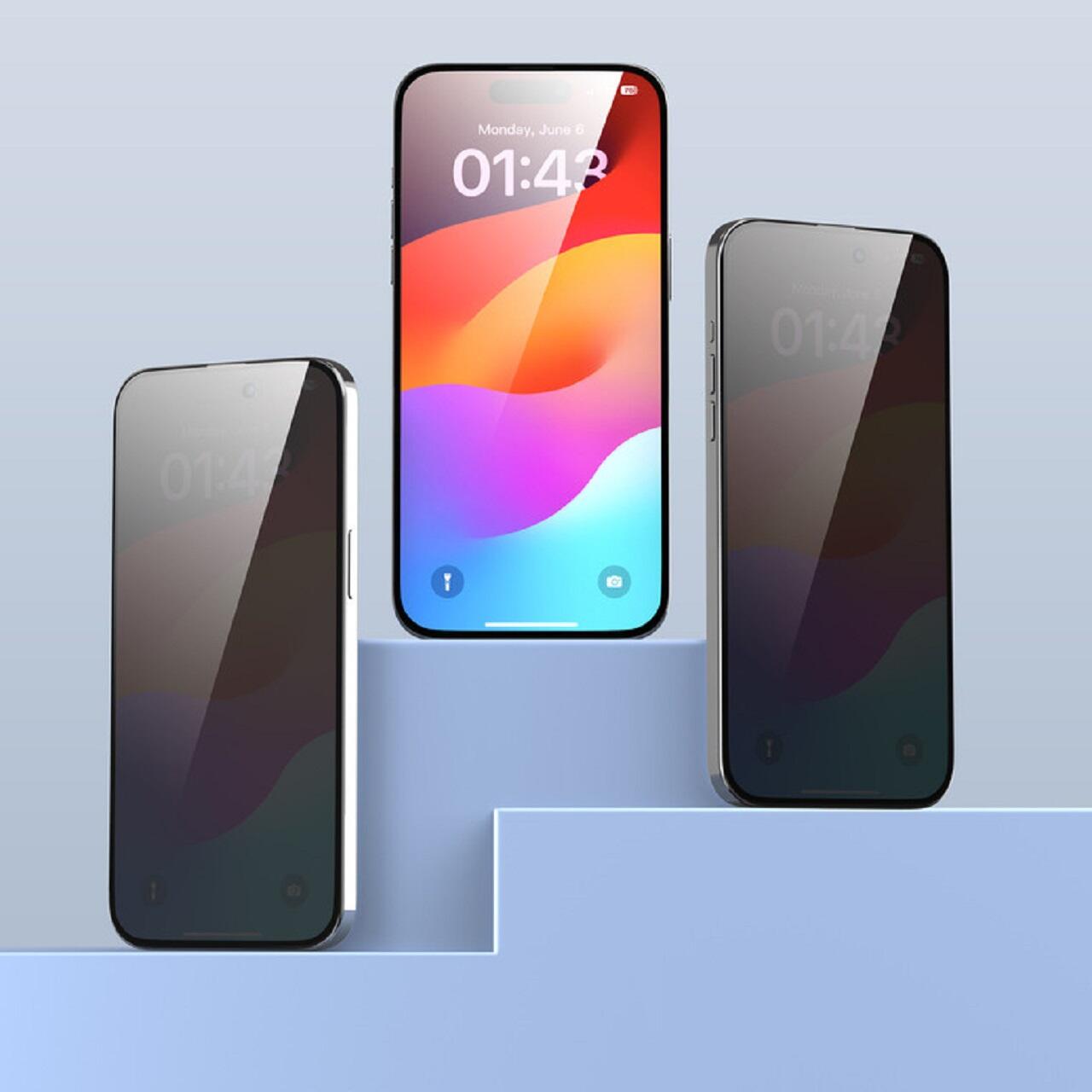 Folii Telefoane - Devia Folie Sticla Van Series Full Screen Privacy Twice iPhone 15 Plus Negru