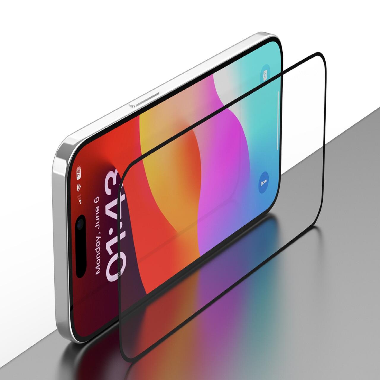 Devia Folie Sticla Van Series Full Screen Ultra-Thin iPhone 15 Pro, cu kit montare Transparent [3]