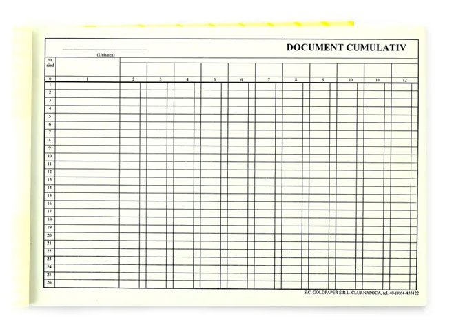 Registre și cuburi de hârtie - Document cumulativ a4 orizontal