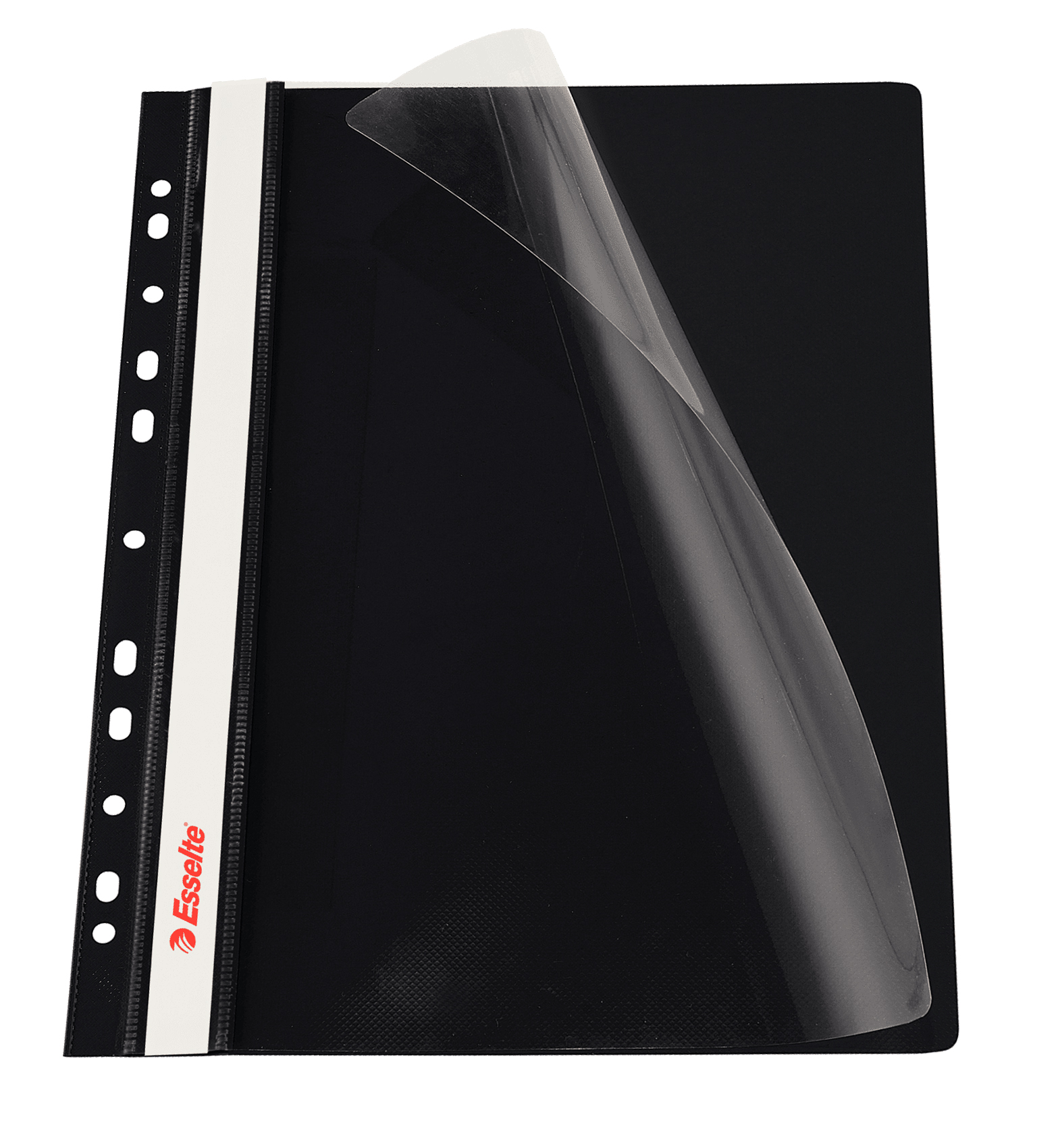 Dosare din plastic - Dosar plastic cu sina si multiperforatii negru 10/set esselte