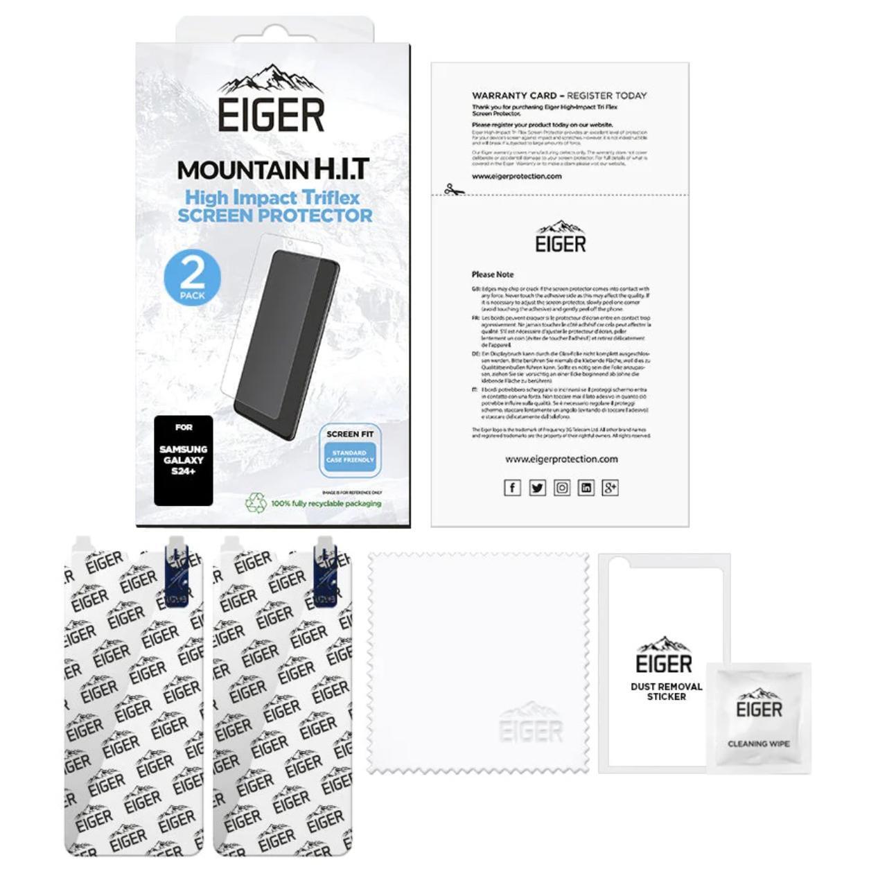 Folii Telefoane - Eiger Folie Clear Triflex H.I.T Samsung Galaxy S24 Plus Clear, pachet de 2 buc