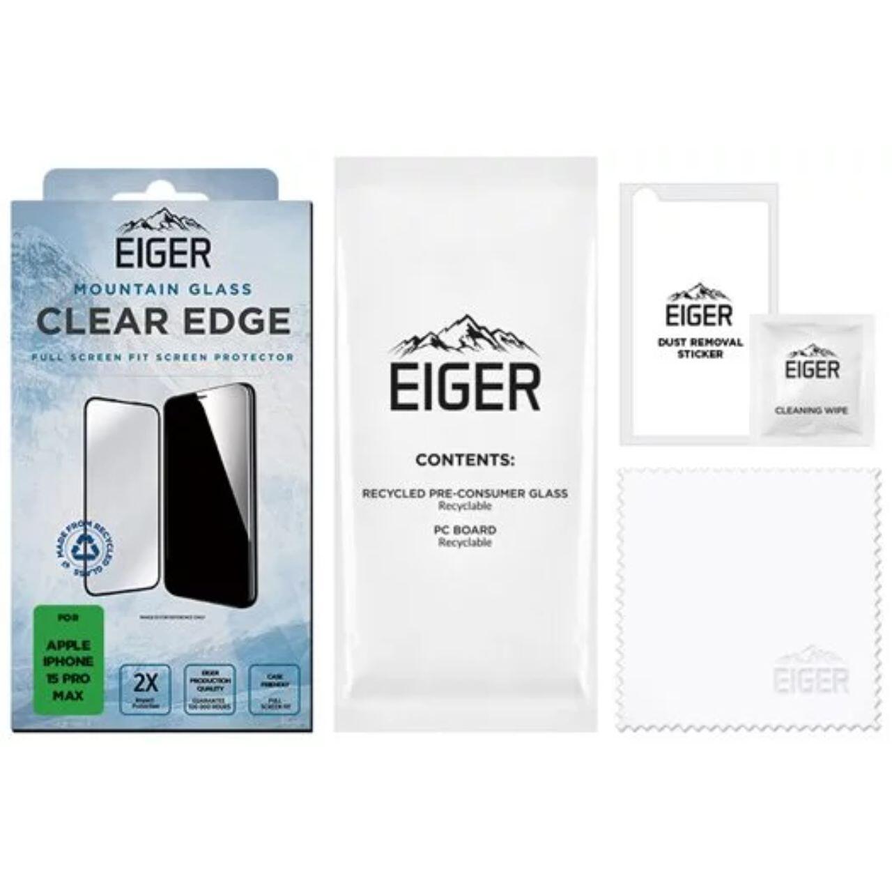 Eiger Folie Sticla 3D Mountain Glass GRS iPhone 15 Pro Max Clear [2]