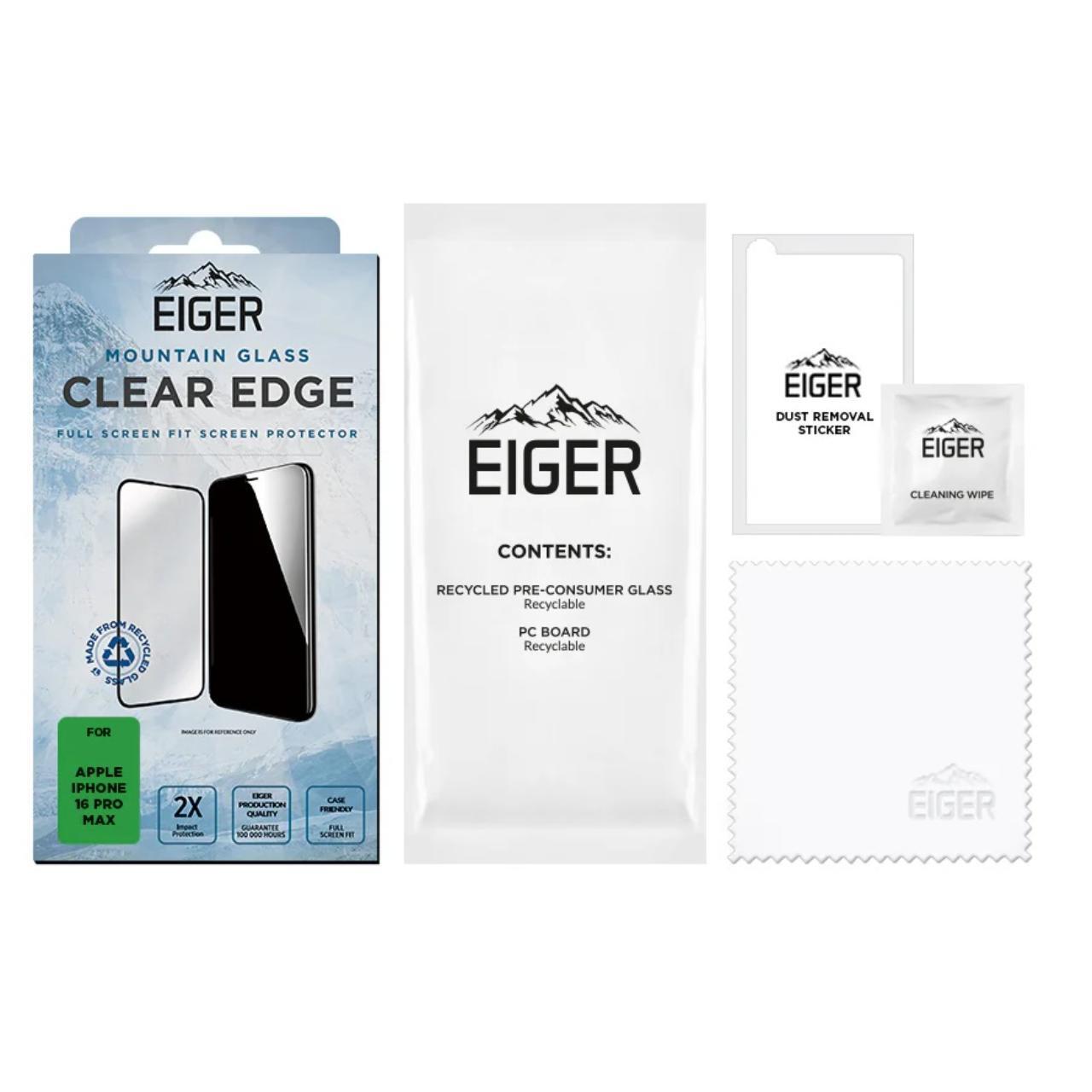 Eiger Folie Sticla 3D Mountain Glass GRS iPhone 16 Pro Max Clear [2]