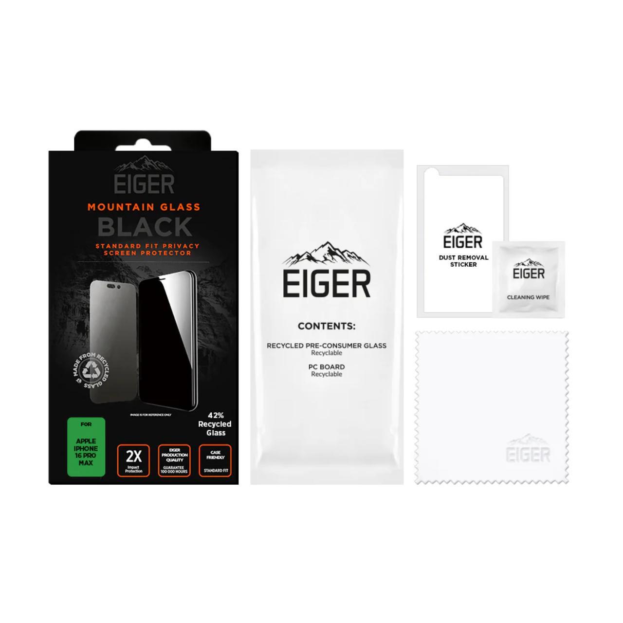 Eiger Folie Sticla Privacy Mountain Glass GRS iPhone 16 Pro Max Negru [2]