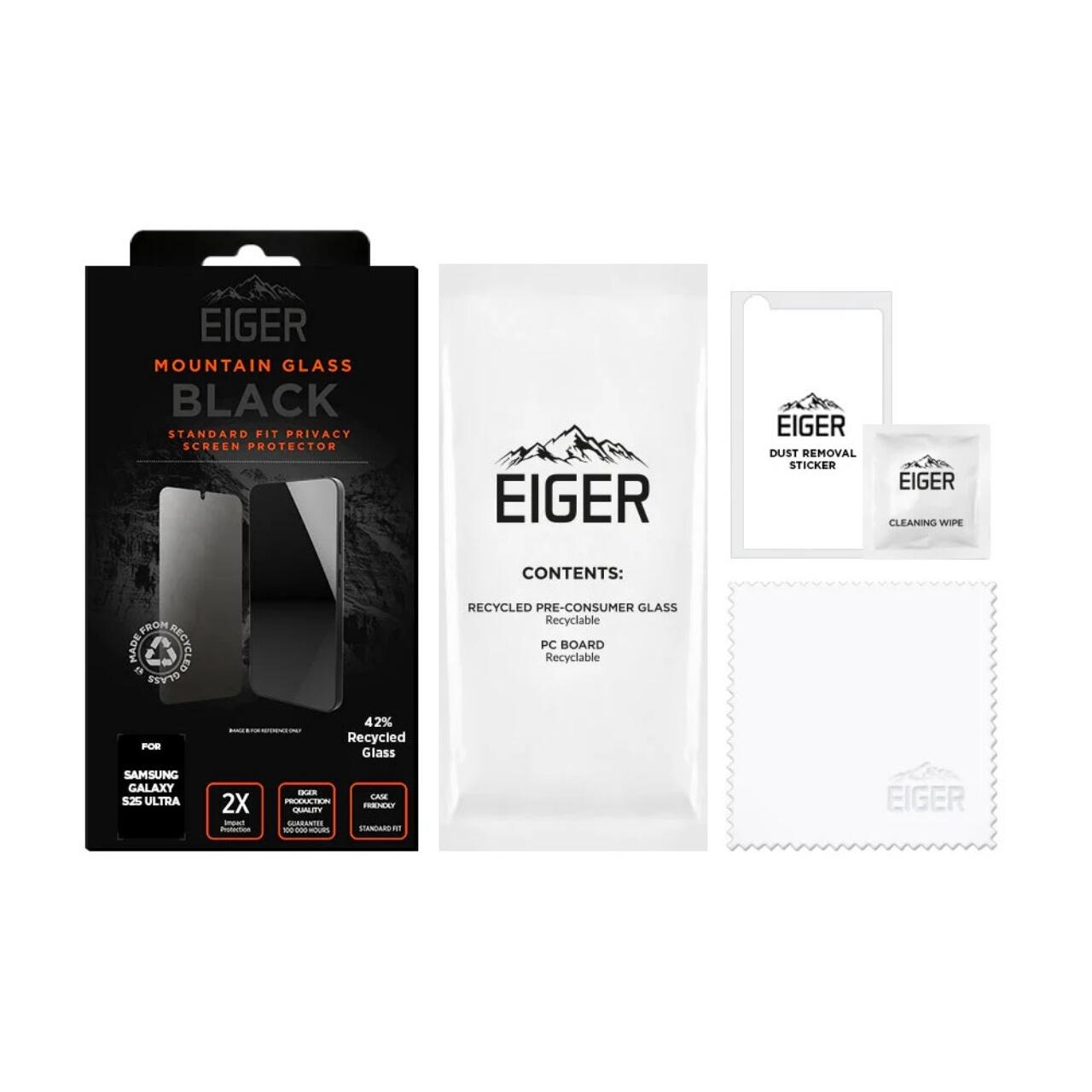 Eiger Folie Sticla Privacy Mountain Glass GRS Samsung Galaxy S25 Ultra Black [2]
