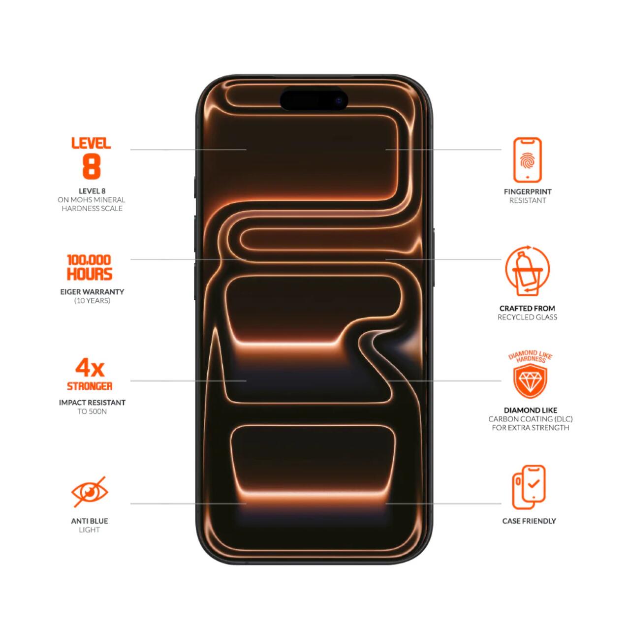 Folii Telefoane - Eiger Folie Sticla Mountain Glass Ultra GRS iPhone 17 / iPhone 17 Pro / 16 Pro Clear