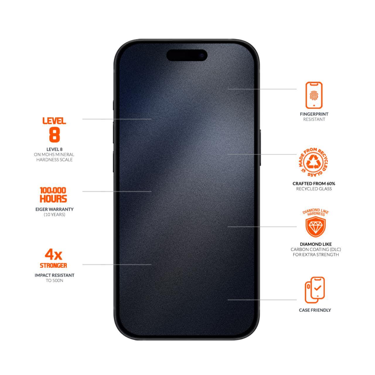Folii Telefoane - Eiger Folie Sticla Mountain Glass Ultra GRS iPhone 16 Pro Clear