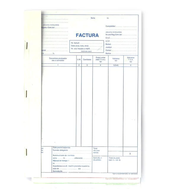 Registre și cuburi de hârtie - Factura a4 3 exemplare autocopiativa gold