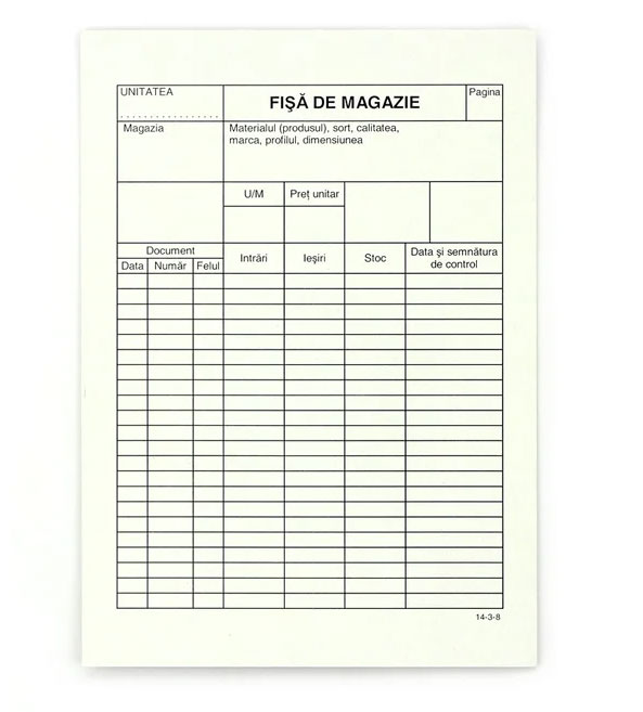 Registre și cuburi de hârtie - Fisa magazie a5