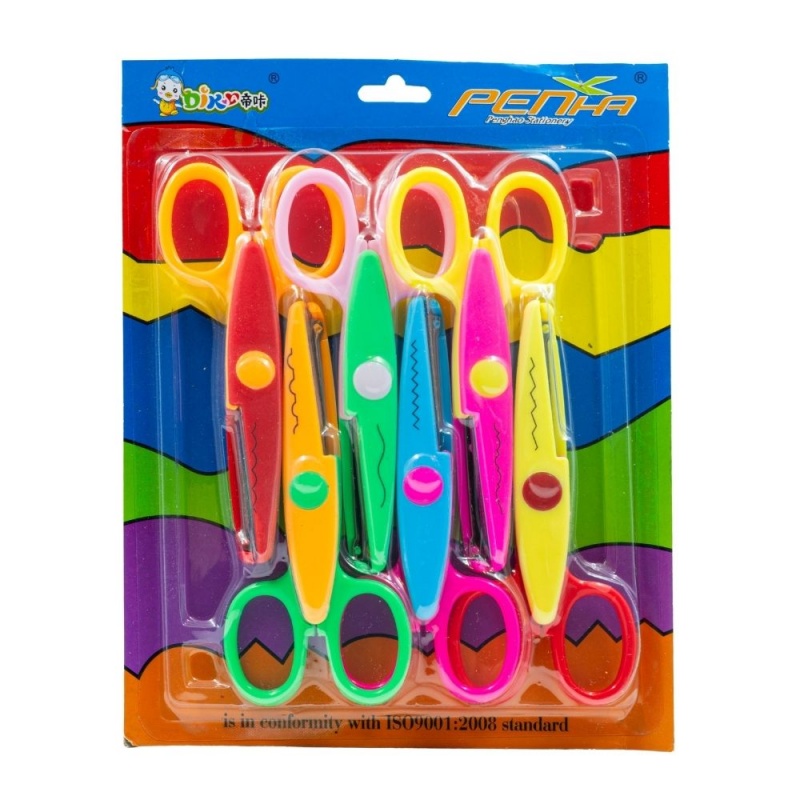 Art & Craft si Artizanat - Foarfeca creativa CNX 1606-6, 16.0cm, prescolari, diverse culori, plastic, set 6 buc