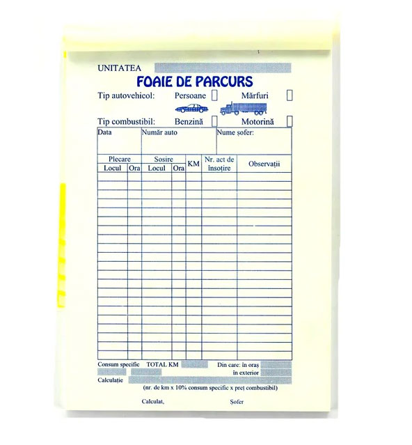 Registre și cuburi de hârtie - Foi parcurs marfa/persoane a5