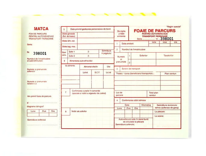 Registre și cuburi de hârtie - Foi parcurs persoane a4 inseriate