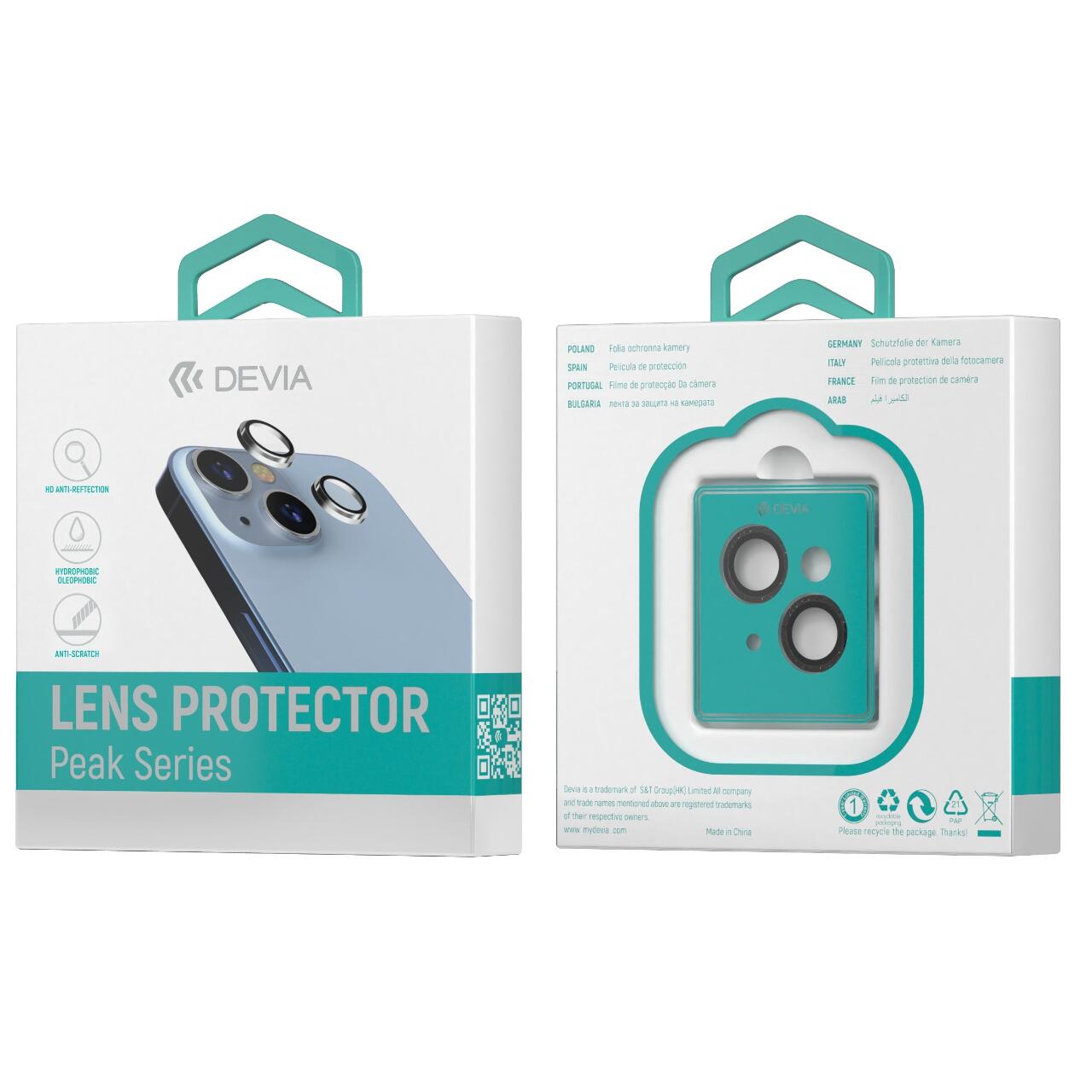 Devia Folie Sticla Camera Peak Series Diamond iPhone 15 / 15 Plus pachet de 2 buc Argintiu [0]