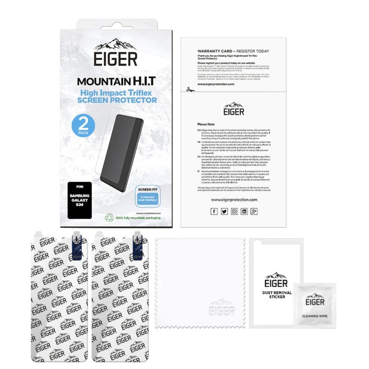 Folii Telefoane - Eiger Folie Clear Triflex H.I.T Samsung Galaxy S24 Clear, pachet de 2 buc