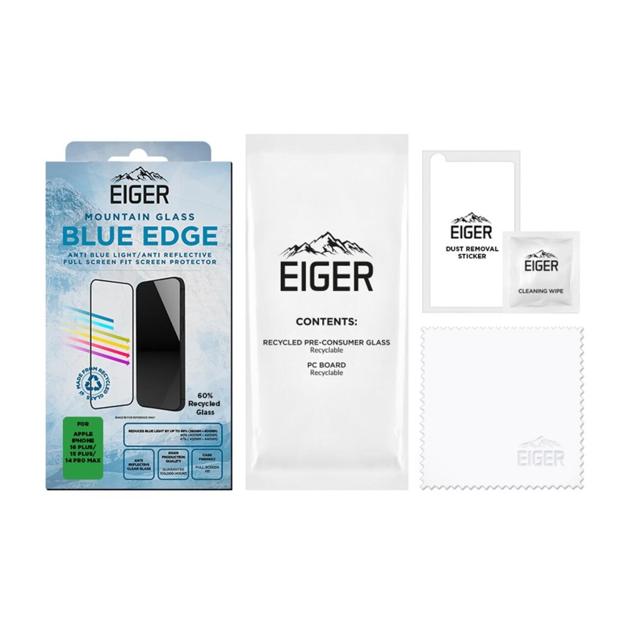 Eiger Folie Sticla Anti-Blue Light Mountain Blue Edge GRS iPhone 16 Plus / 15 Plus / 14 Pro Max [3]