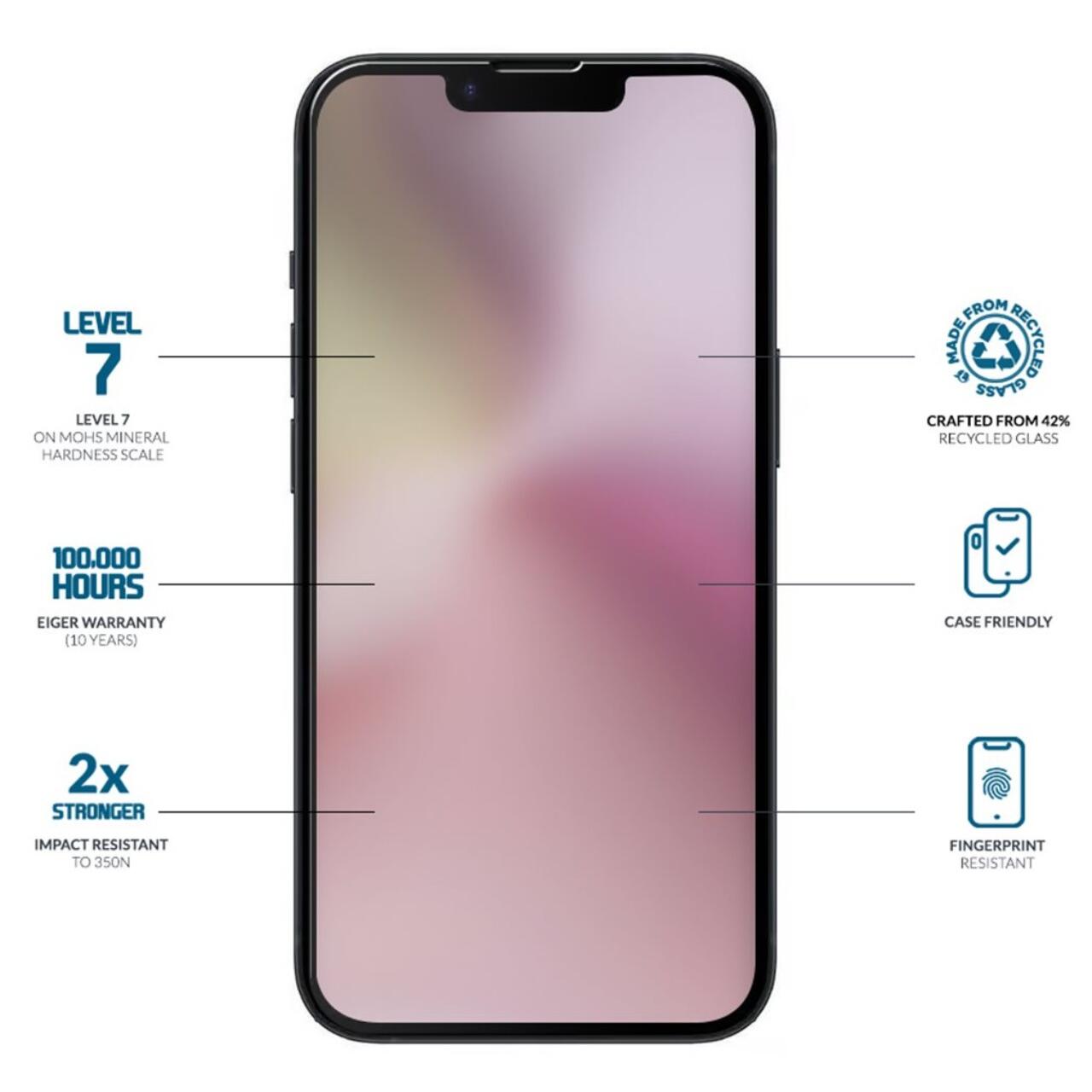 Eiger Folie Sticla Mountain Glass GRS iPhone 17e / iPhone 16e / iPhone 14 / iPhone 13 / iPhone 13 Pro Clear [1]
