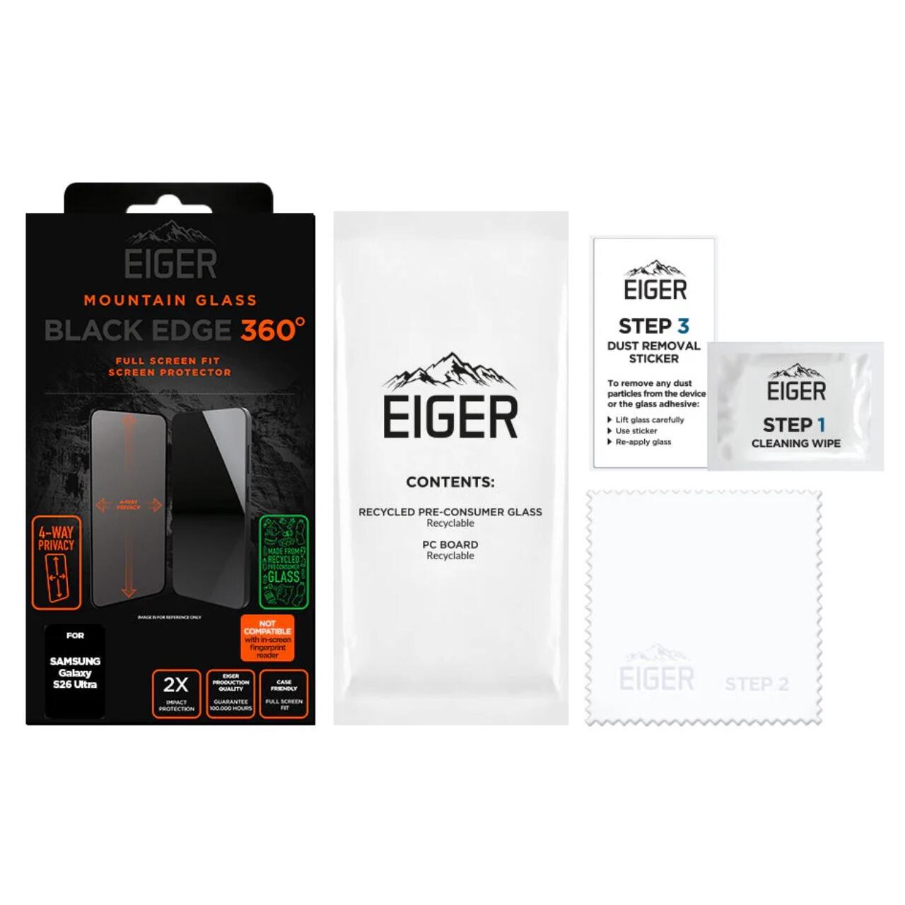 Eiger Folie Sticla Privacy Mountain Edge GRS 360 Samsung Galaxy S26 Ultra Black [3]