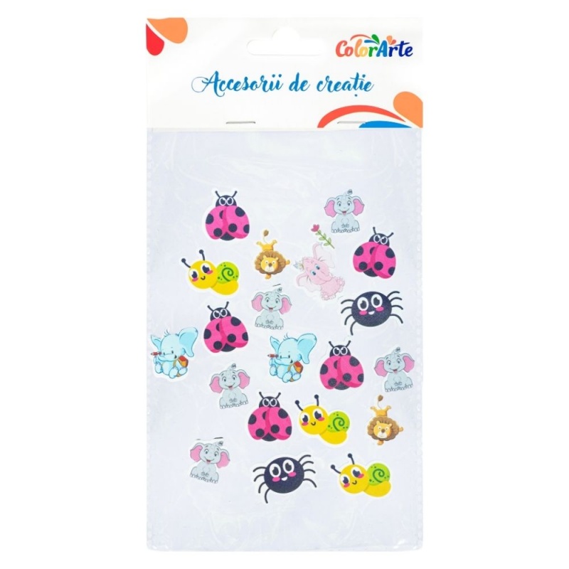 Birotică și Papetărie - Forme decorative - hartie gumata autoadeziva - animale diverse, Colorarte, MTCR-EA708, set 20 buc