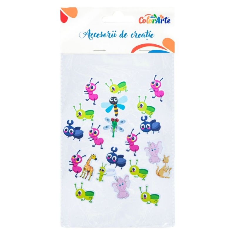 Birotică și Papetărie - Forme decorative - hartie gumata autoadeziva - animale diverse, Colorarte, MTCR-EA709, set 21 buc