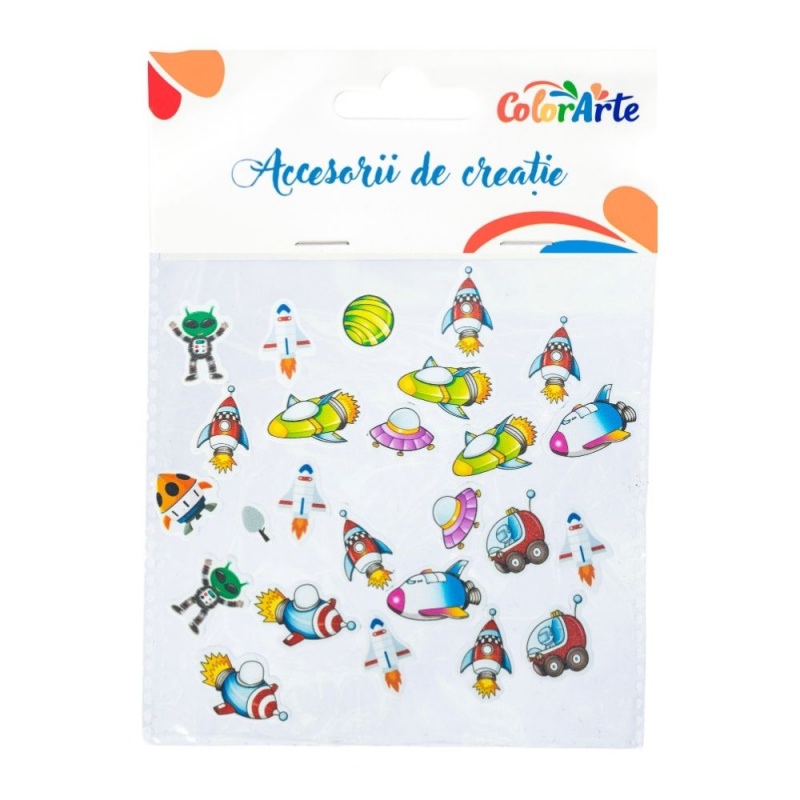 Birotică și Papetărie - Forme decorative - hartie gumata autoadeziva - diverse spatiu, Colorarte, MTCR-EA501, set 24 buc