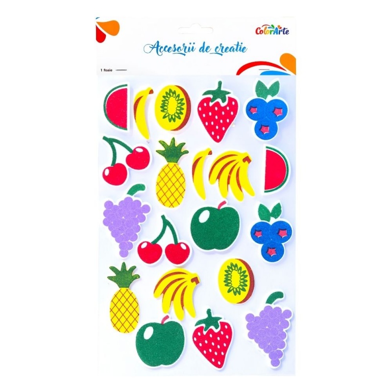 Birotică și Papetărie - Forme decorative - hartie gumata autoadeziva - fructe, Colorarte, MTCR-EA676, 18x11cm