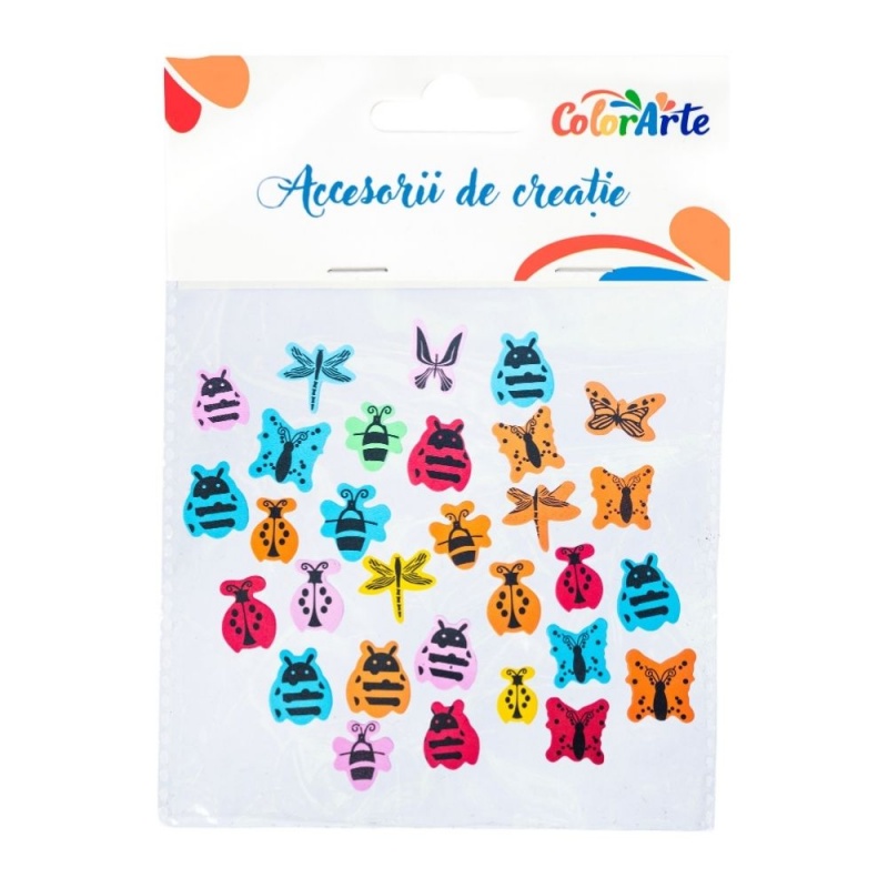 Birotică și Papetărie - Forme decorative - hartie gumata autoadeziva - insecte, Colorarte, MTCR-EA142, set 30 buc