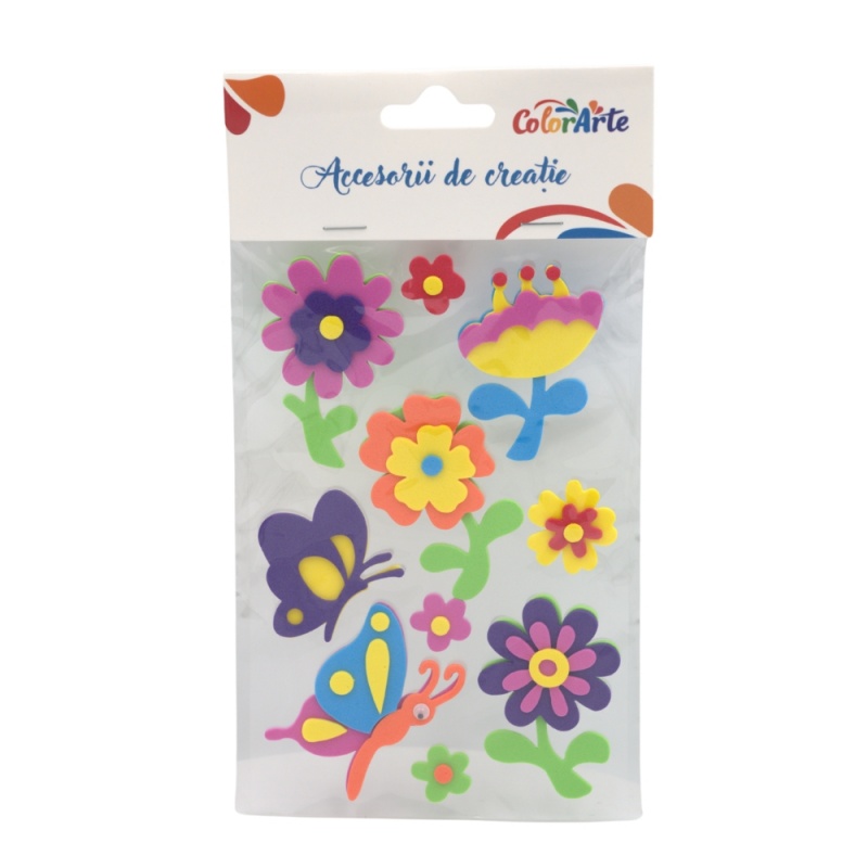 Forme decorative - hartie gumata - flori si fluturi, 62-42mm, Colorarte [1]