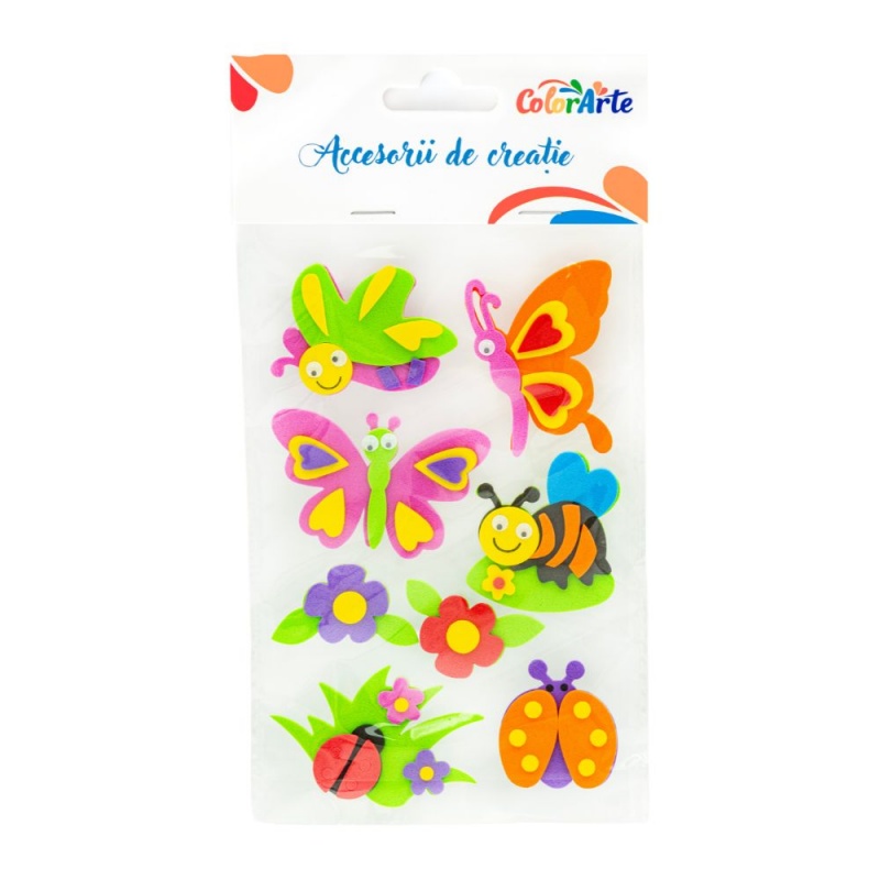 Birotică și Papetărie - Forme decorative - hartie gumata - fluturi si buburuze, 28-70mm, Colorarte