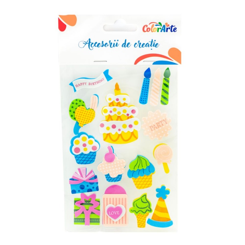Birotică și Papetărie - Forme decorative - hartie gumata - motive petrecere, 62-42mm, Colorarte