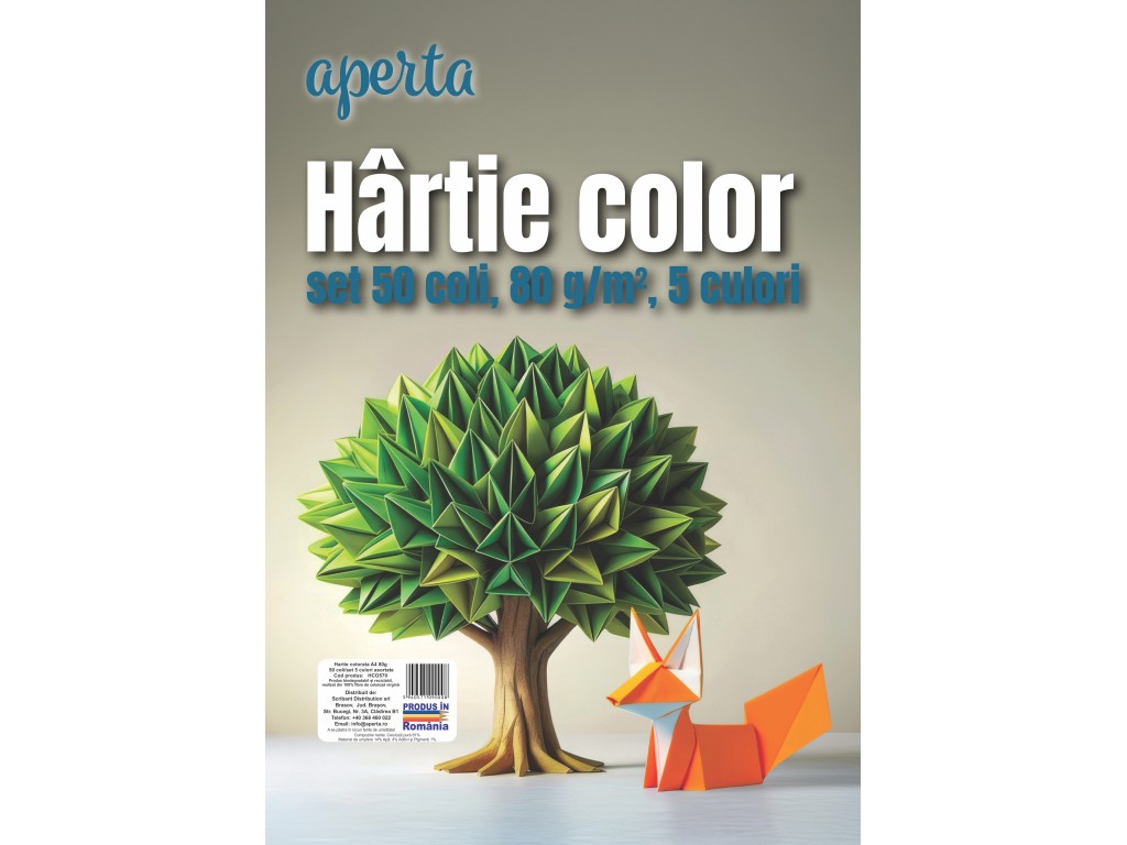 Hârtie color A4 Aperta - Set 50 coli, 80 g/mp, 5 culori intense [1]